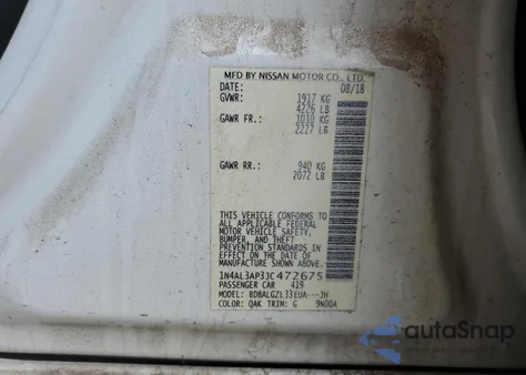 2018 Nissan Altima 2.5 из США, поврежденный, VIN 1N4AL3AP3JC472675